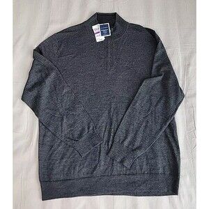 Club Room Pullover Sweater Mens 2XL 1/4 Zip Gray Knit Grandpa Peppy Light NEW